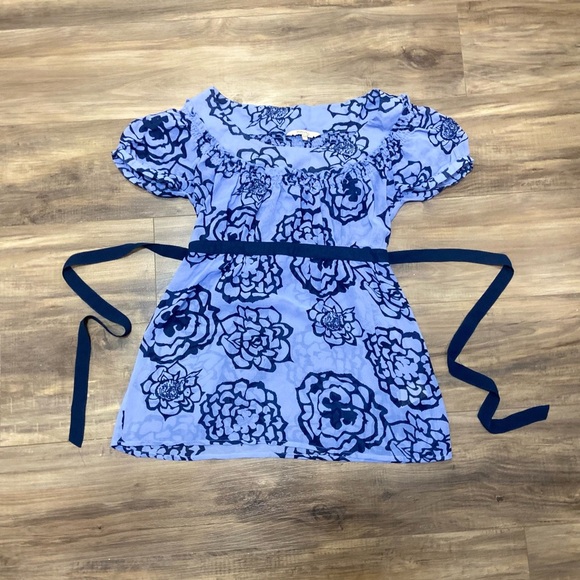 RW&CO. Blue Floral Babydoll Top - Picture 1 of 4